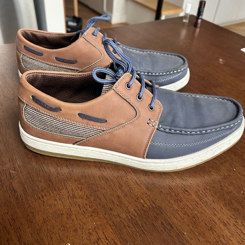 Men's Brown and Blue Casual Boat Shoes